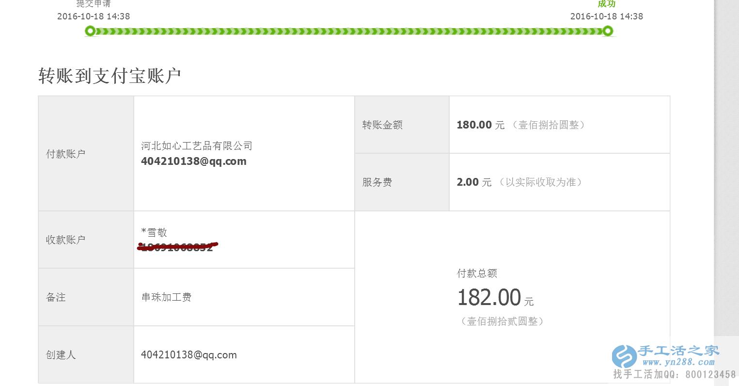  河南崔女士做手工活收到加工費(fèi)180元，業(yè)余賺錢好項(xiàng)目