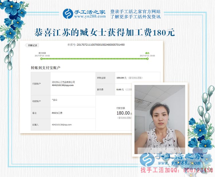 在朋友的介紹下，江蘇臧女士工作之外做手工活兼職賺錢(圖1)