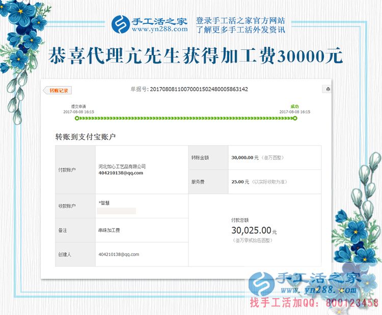 縣級(jí)代理亢先生又來(lái)交貨了，這次結(jié)算加工費(fèi)30000元，又創(chuàng)新高(圖1)