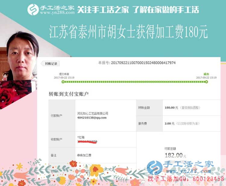 與丈夫一起還房貸，江蘇泰州家庭主婦胡女士堅(jiān)持在家做手工活賺錢(圖1)