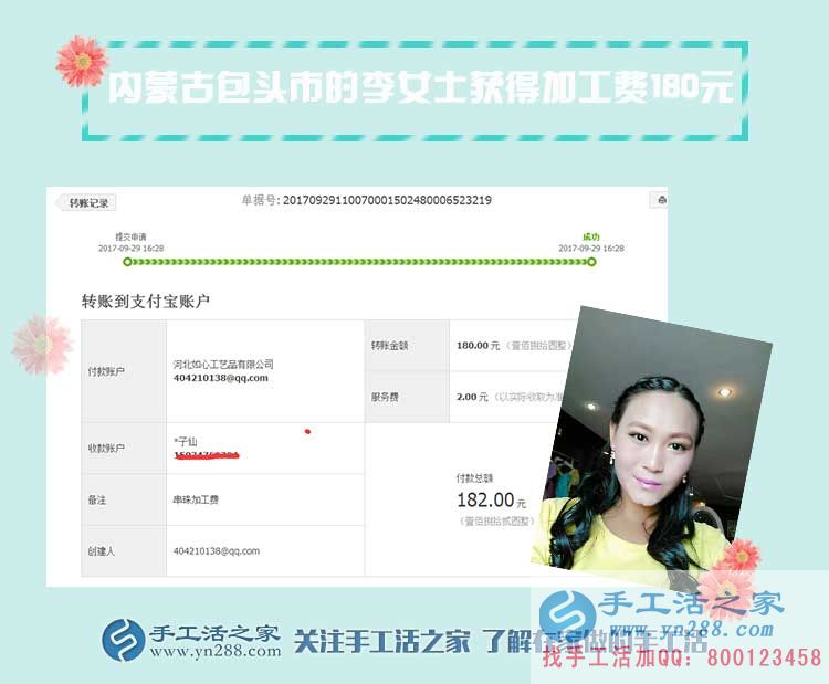 三全其美的好事業(yè)，內(nèi)蒙古包頭美女李女士下班后堅持做珠繡畫賺錢(圖1)