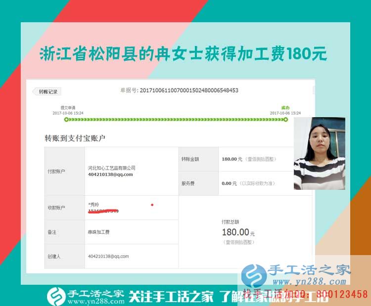 做手工活賺錢太幸福了,浙江松陽冉女士在家做手工活之家的串珠繡珠繡畫加工(圖1)