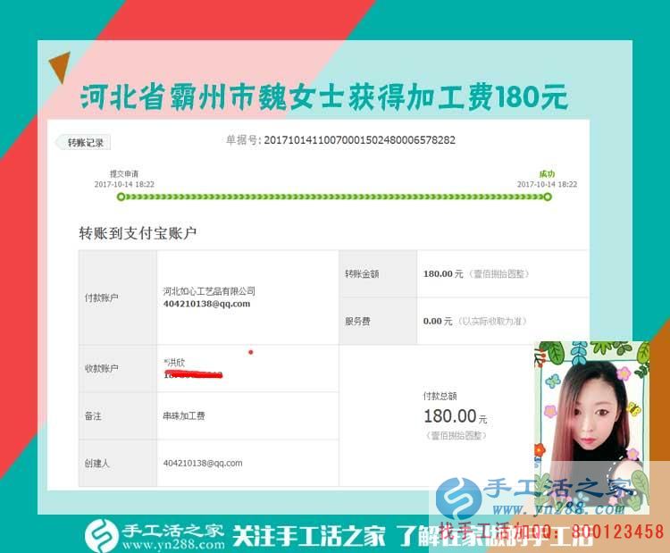 愛(ài)上珠繡畫(huà)產(chǎn)品的90后，河北霸州魏女士下班后在家做串珠珠繡畫(huà)手工活賺錢(圖1)