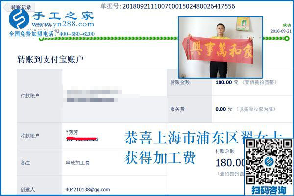 上海的翟女士，旅游得來的手工活加工項(xiàng)目做的怎么樣了？