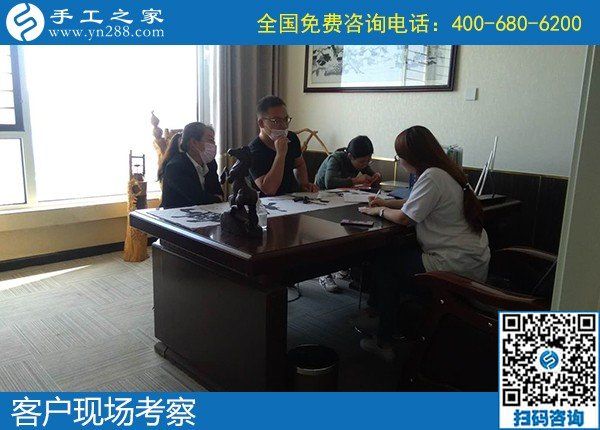 5月6日，代理手工活加工項(xiàng)目，正規(guī)外發(fā)手工活來料加工，選正規(guī)手工活勵(lì)志珠珠繡，手工之家接待考察合作加工客戶剪影