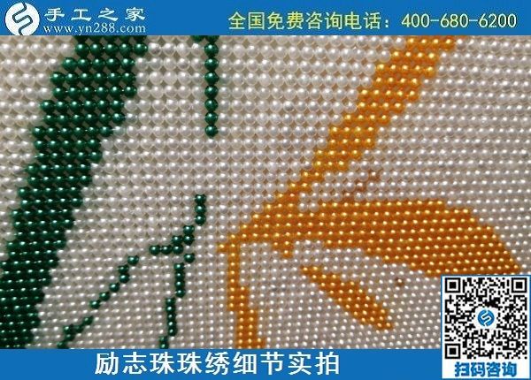 6月19日，把手工活拿回家做，有手工活代理加工項目的手工之家是什么實力？勵志珠珠繡成品細節(jié)實拍