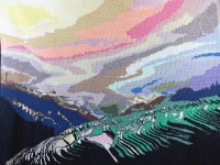 《梯田日出》珠繡，盡顯祖國山川秀美、江南風(fēng)光